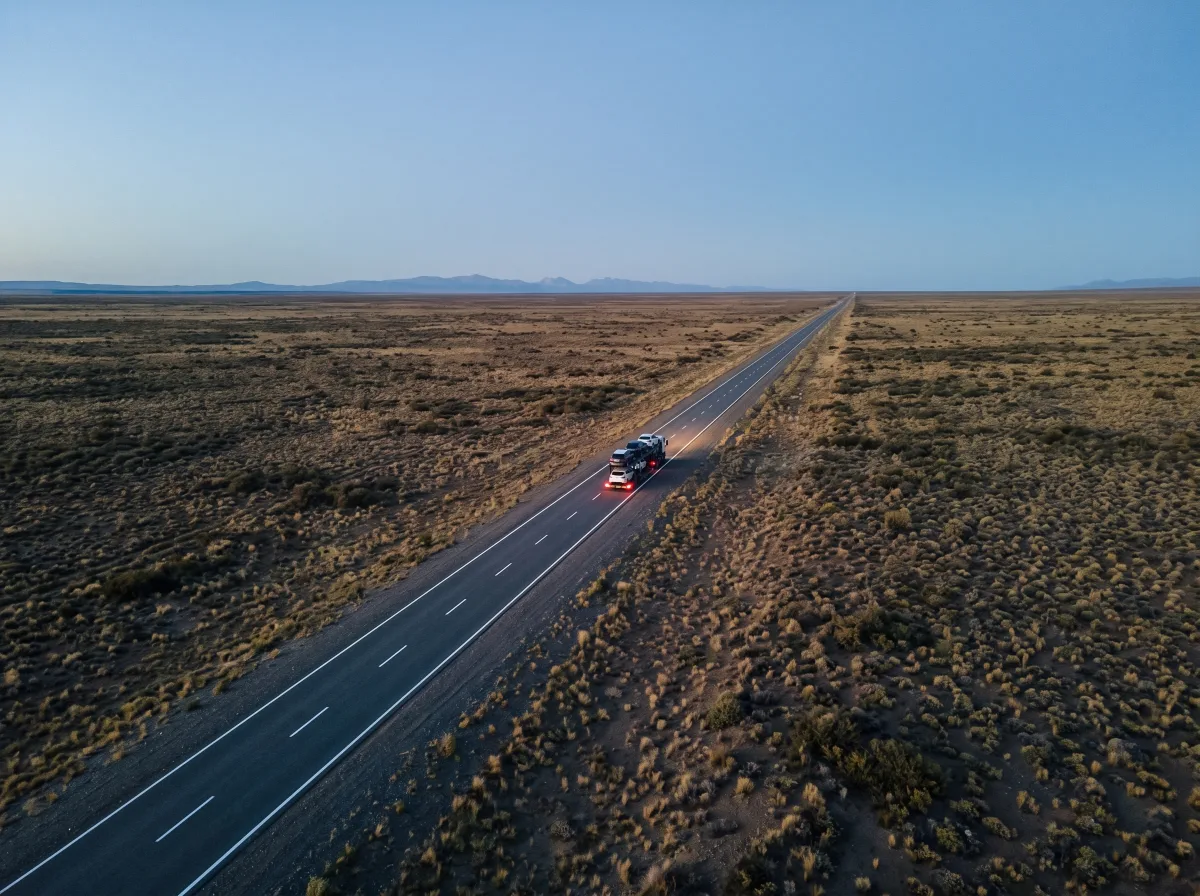 Ruta larga en la estepa que une Córdoba con la Patagonia, vista desde el aire.